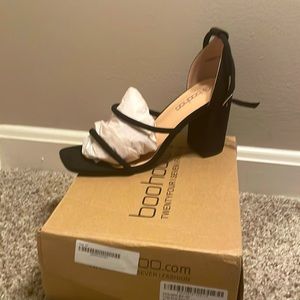 Black block heel sandals